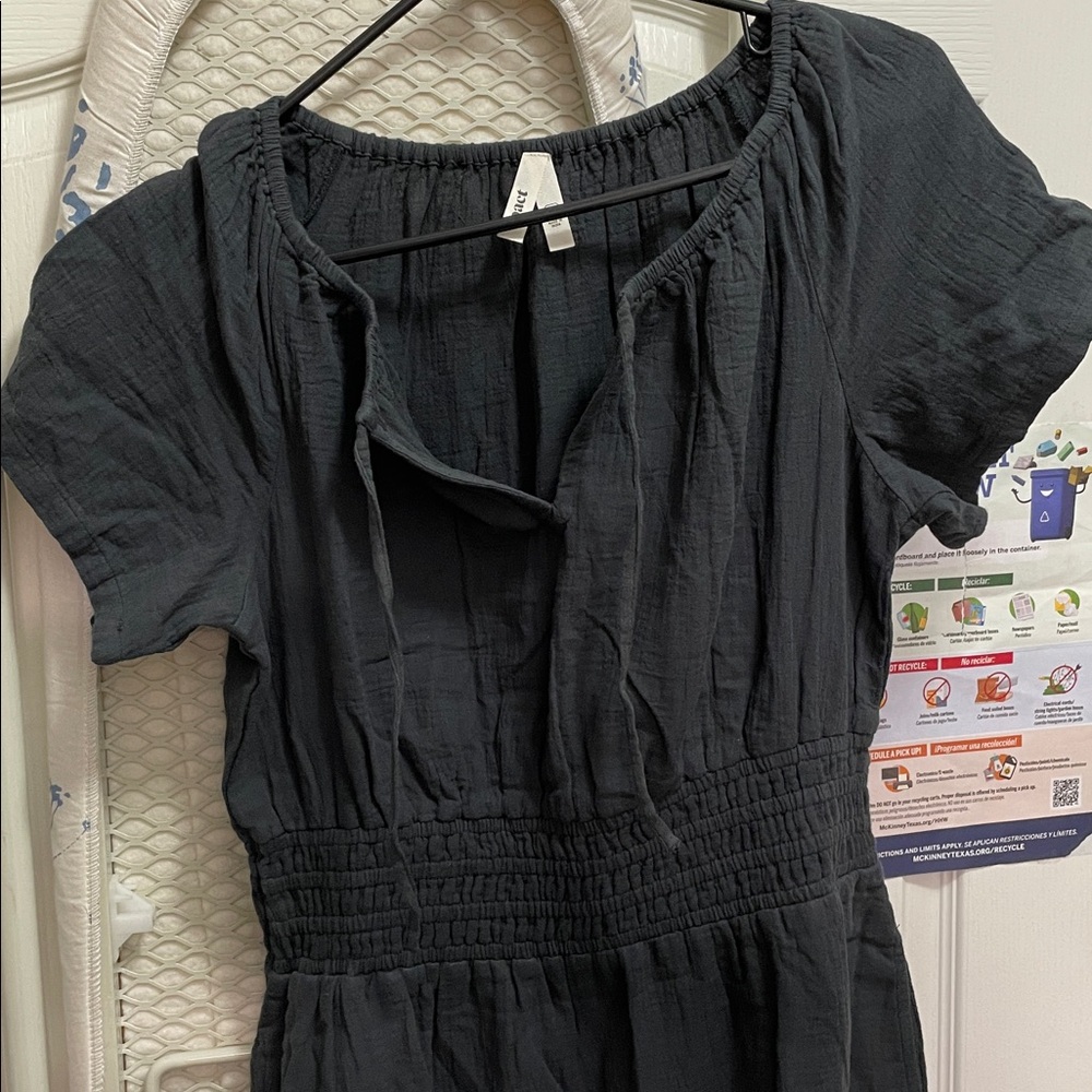Organic Coastal Black Midi Dress